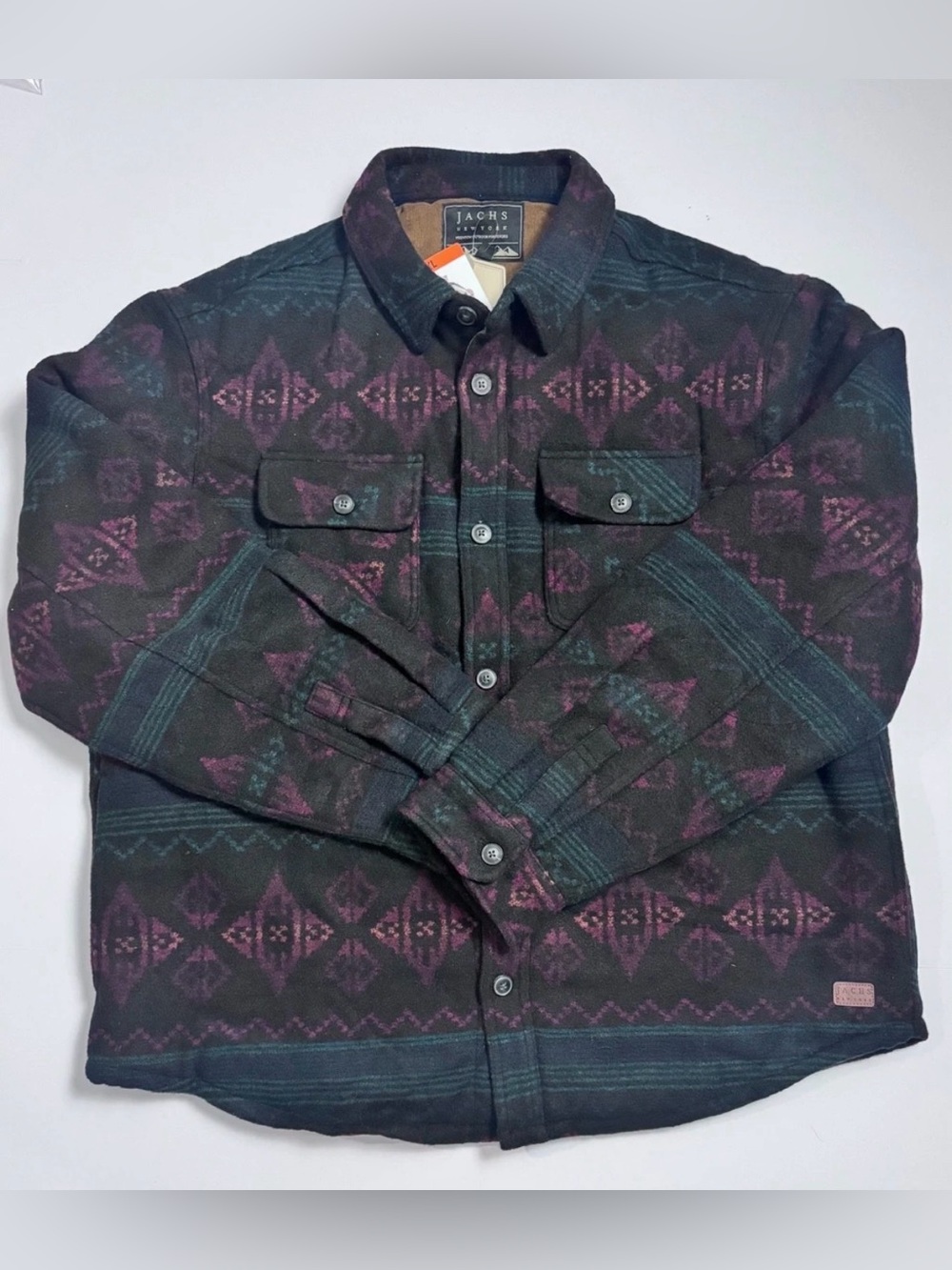Jachs Men's Wool Blend Sherpa Lined Flannel Shirt Jacket Black XXL NWT